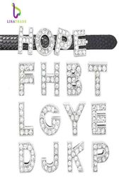 130pcs 8mm Full Rhinestone English Alphabet AZ DIY Slide lettersslide letter Charm fit Bracelet wristband LSSL01130 CJ1911167691135