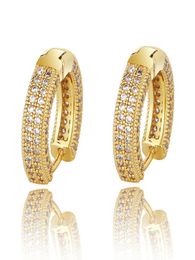 Hip Hop Full CZ Stone Paved Bling Ice Out Huggie Earring for Men Women Round Stud Earrings Fashion Jewellery Gold Silver black4657526