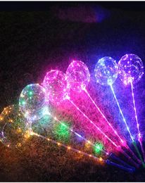 LED Luminous Bobo Balloon Flashing Light Up Transparent Balloons 3M String Light with Hand Grip Balloon for Wedding Party Festival9188739