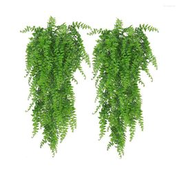 Decorative Flowers 4Pack Artificial Hanging Plant Fake Faux Ferns Ivy Vines Greenery Plastic Indoor Outdoor Decor