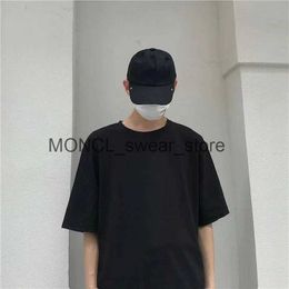 Men's T-Shirts Summer solid color loose fashion brand short sleeved T-shirt suitable for men and womens leisure couples H240416