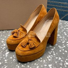 Dress Shoes Ladies High Heels Spring Autumn Solid Colours Upper Round Toe Design Pumps Elegant Fashion Female Heel