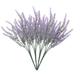 Decorative Flowers Fall Centerpieces For Wedding Knitted Bouquet 4PC Simulation Flower Lavender 5 Fork Flocking Wheat Ear Artificial