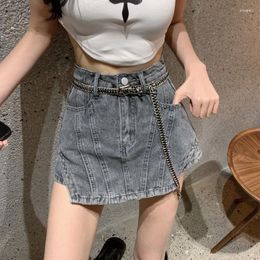 Women's Jeans Women Shorts High Waist Fashion Spring Summer Personality Street Asymmetrical Denim Skirt 2024