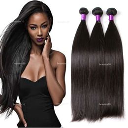 Nerz Brasilianer Straight Virgin Weaves 100g/PC 3pcs/Los Doppelschweiß natürliche schwarze Farbe menschliche Remy -Haarverlängerungen