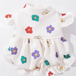 Dog Apparel Luxury Clothes Summer Dress Cotton Costume Floral Print Pet Skirt Chihuahua Bichon Kitten Puppy Clothing