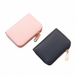 1 pc Men Busin Card Holder Genuine Leather Credit Card Holder Women Zipper Pocket Unisex Card Case Zipper Wallet w1aV#