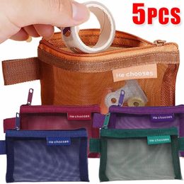 Storage Bags 5/1Pcs Mini Mesh Multi-colour Portable Zipper Pouch Holder Coin Cosmetics Jewellery Travel Organiser For Home