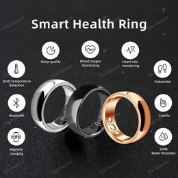 2024 Smart Ring Health Monitor For Men Women Thermometer Blood Pressure Heart Rate Sleep Monitor IP68 Waterproof for Android 240412