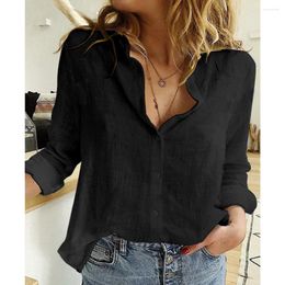 Women's Polos Leisure Blue Black Shirts Button Lapel Cardigan Top Lady Loose Long Sleeve Oversized Shirt Womens Blouses Autumn Blusas Mujer
