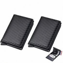 2pcs RFID Blocking Protective Aluminum Box PU Leather Wallet Designer Men Card Holder Credit Card Holder Men's tarjetero hombre 35kU#