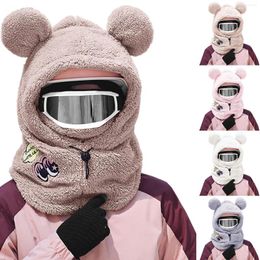 Berets Mens Winter Hat Large Head Warm Windproof Ski Riding Shield Fleece Warmer Cute Cartoon Bear Ear Hats