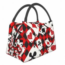 poker Four Suits Insulated Lunch Tote Bag for Women Card Game Players Resuable Cooler Thermal Bento Box Work Travel J29B#