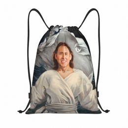 nicolas Cage Walking On Water Drawstring Backpack Bags Men Women Lightweight Funny Meme Gym Sports Sackpack Sacks for Training Z3l3#