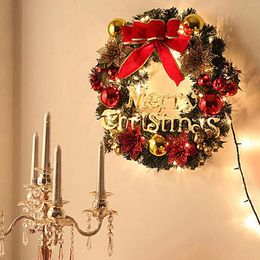 Decorative Flowers Christmas Wreath Pendant Merry Front Door Decoration Wall Artificial Pine Home Shop Office Classroom Decor #Z