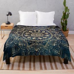 Blankets Elegant Gold Mandala Blue Galaxy Design Throw Blanket Knitted