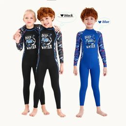 Kids Girls Boys Diving Suit Neoprenes Wetsuit Children For Keep Warm Onepiece Long Sleeves UV Protection 240416