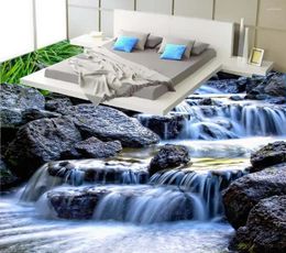 Wallpapers 3d Floor Painting Wallpaper Stream Water Stone Waterproof For Bathroom Wall