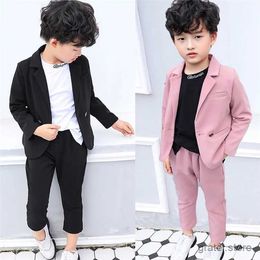 Suits Baby Boys Girls Spring Autumn Jacket +Pants 2Pcs Clothing Set Gentleman Kids Formal Wedding Suit Children Performance Dress