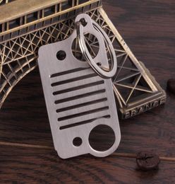 1 pc Portable Outdoor tool Stainless Steel Unique Design Jeep Grill Key Chain KeyChain Key Ring CJ JK TJ YJ XJ Silver8066398