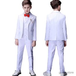 Suits Prince Kids Photograph Tuxedo Party Wear Teenager Graduation Birthday Costume White Baptism Suit Flower Boys Wedding Dress