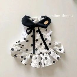 Dot Princess Dress Pet Dog Clothes Cat Print Skirt Clothing Dogs Small Chihuahua Summer Black White Breathable For Small Dogs 240416