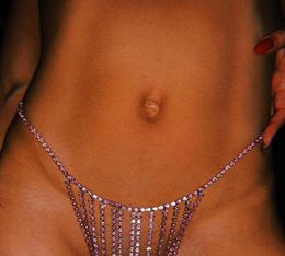 Chains Sexy Bikini Rhinestone Underwear Belly Chain Crystal Thong Body Jewelry8078532