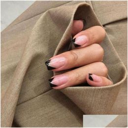 False Nails 24Pcs/Box Women Artificial Fl Er Manicure Tool Nail Tips Fake Ballerina Wearable Drop Delivery Dhczl