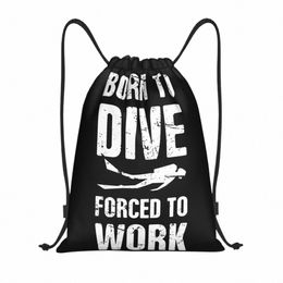 born To Dive Scuba Diving Drawstring Bag Men Women Foldable Sports Gym Sackpack Diver Shop Backpacks Z8Hj#