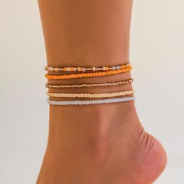 Anklets IngeSight.Z Boho Multi-layer Colorful Seed Bead Ankle Bracelet On The Leg Foot Trend Summer Beach Anklet Chain For Women Jewelry