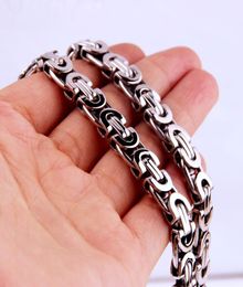 11mm Byzantine Box Link Chain Necklace For Men Stainless Steel Chain Gold Silver Black Fashion Men Jewellery Whole9334016