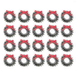 Decorative Flowers 20 Pcs Christmas Wreath Mini Garland Decoration Toy Outdoor Home Small House Plastic Party Table