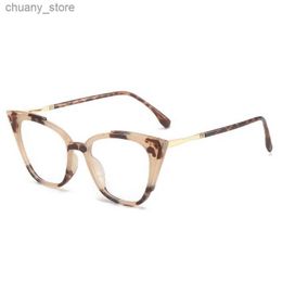 Sunglasses New TR90 Fashion Cat Eye Anti Blue Glasses Frames Retro Women New Style Optical Fashion Eyewear Mens Metal Computer Goggles Y240416