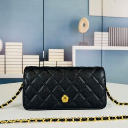 23K Luxury Designer Bags Black quality leather shoulder bag Crossbody bag baguette bag Fashion camellia underarm bag Women chain bag Delicate vintage handbag
