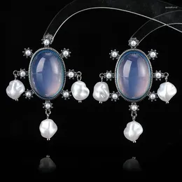 Dangle Earrings Bilincolor Fahsion Blue Plastic Opal And Pearl Earring For Women