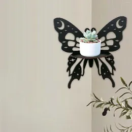 Decorative Plates Butterfly Corner Shelf Storage Rack Wooden Boho Wall Floating For Kitchen Office Housewarming Gift