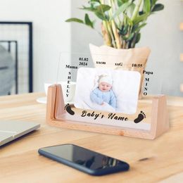 Frames Lovely Personalised Baby Boys Girls Frame Custom Po Name Birth Weight Height Time For Born Commemorate Mom Dad Gift