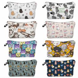 anime Cat Print Women's Cosmetic Bag 2023 Fi Portable Organiser Makeup Bags Customizable Beach Travel Ladies Toiletry Kit l3wF#
