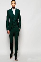 Latest Dark Green Groom Tuxedos Groomsmen Custom Made Man Suits Mens Wedding Party Suits JacketPantsVest7667884