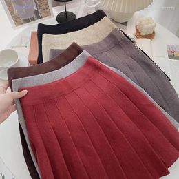 Skirts Arrival Korean Style Knitted A Line High Waist Short Skirt For Petite Women Solid Colour Pleated Autumn Winter