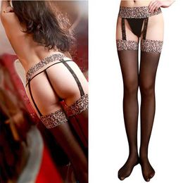 Sexy Socks Women Sexy Thigh High Stocking Over The Knee Socks Sexy Fashion Thin Hosiery Stay Up Party Stockings Leggings Leopard Pattern 240416