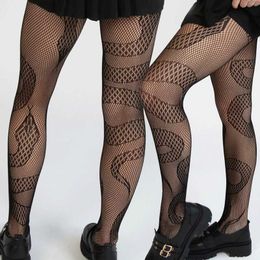 Sexy Socks 14Styles Sexy Womens Snake Cross Leopard Print Mesh Fishnet Net Pantyhose Stockings Party Clubwear Tights Socks Dress Stockings 240416