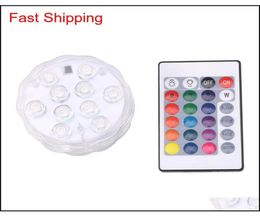 Multi Colour Ip68 Underwater Waterproof Swimming Pool Light Rgb Submersible Lamp 10 Led With Remote For Aquarium qylJJw homes2011185643543
