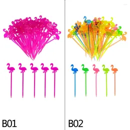 Forks 50pcs Animal Fruit Fork Grade Plastic Mini Cartoon Kids Cake Toothpick Bento Lunch Accessories Party Decoration