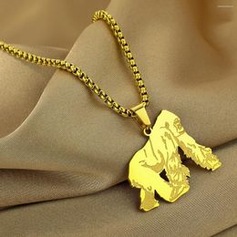 Pendant Necklaces Kinitial Laser Carved Exquisite And Fashionable Stainless Steel Necklace African Gorilla Birthday Commemorative Gift