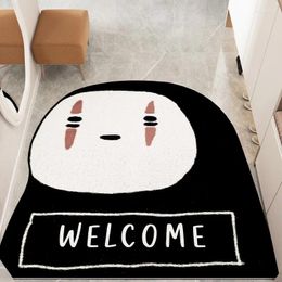 Carpets Anime Faceless Man Rug Silk Circle Dustproof Kids Living Room Floor Mat Decoration Salon Pile Area