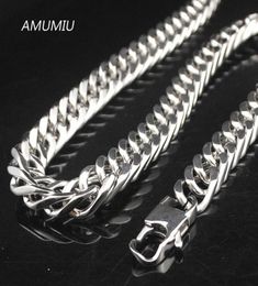 4045505560657090CM Chain Link Necklace Stainless Steel Jewellery 10mm Width HZN024 Chains7141130