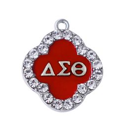 Double Nose Custom Design Red Enamel White Crystal Sorority Delta Sigma Theta Charm Greek Letter Life Member Gift School Jewelry2559395