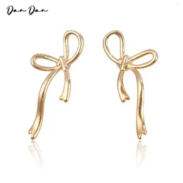 Dangle Earrings Yhpup Fashion Stainless Steel Metal Bowknot Bow Stud Gold Silver Color Trendy Charm Versatile Jewelry2024 Winx