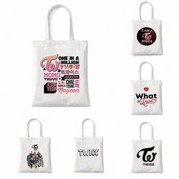 aesthetics Twice Shoulder Bag Casual Resuable Kpop Eco Y2k Shop Bags Women Large-capacity Shopper Harajuku Canvas Handbag 95qf#